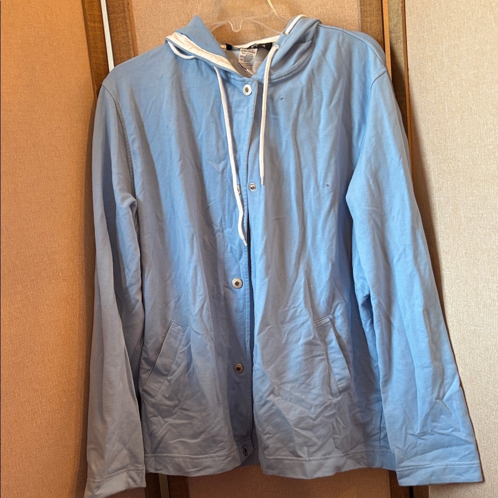 Sag Harbor Light Blue Hooded Women's Jacket xl